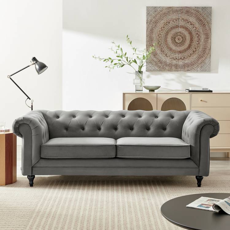 Habitat Chesterfield 2 Seater Velvet Sofa Bed - Charcoal 0