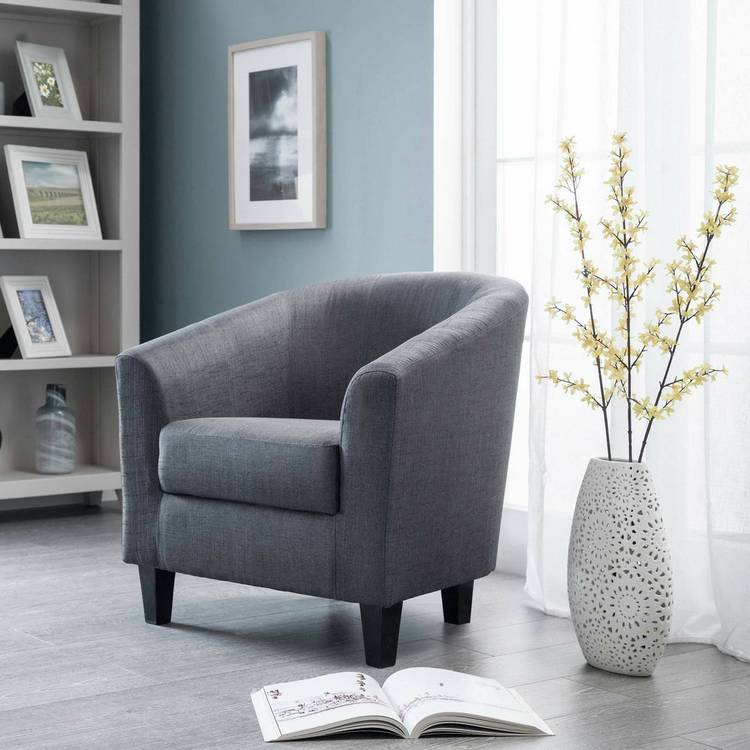 Julian Bowen Hugo Fabric Tub Chair - Grey 0