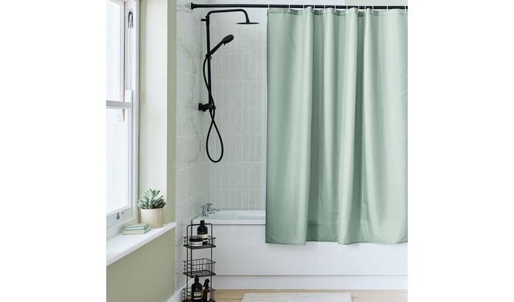 Argos Home Plain Shower Curtain - Sage Green