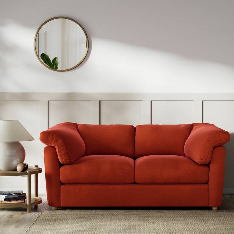 Habitat Wynn Velvet 2 Seater Sofa - Burnt Orange - Ash Leg 0