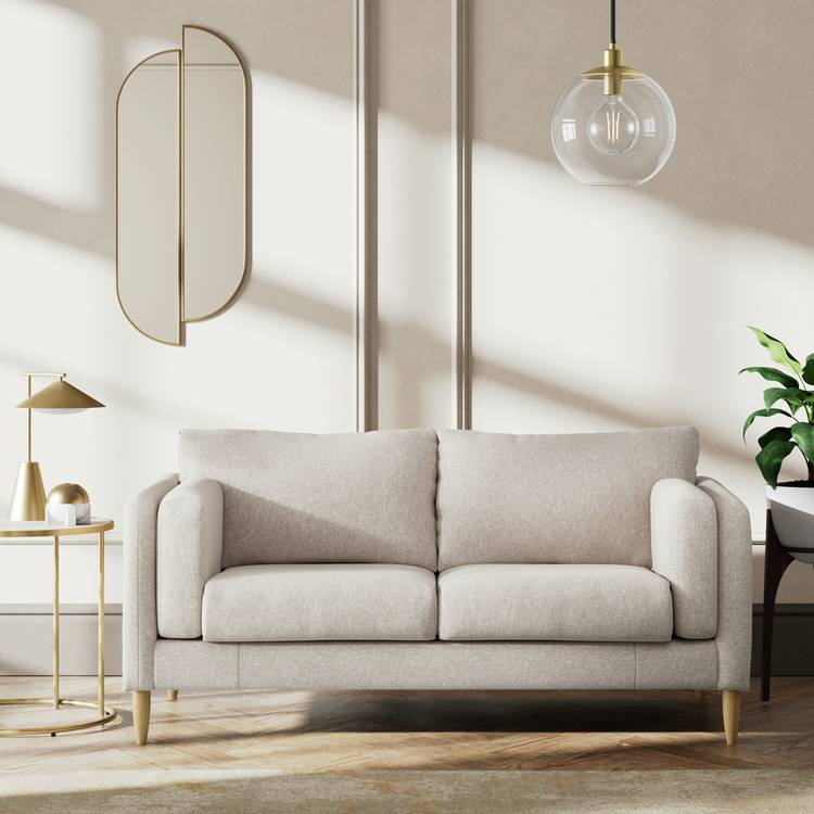 Habitat Newington Fabric 2 Seater Sofa - Natural - Ash Leg 0