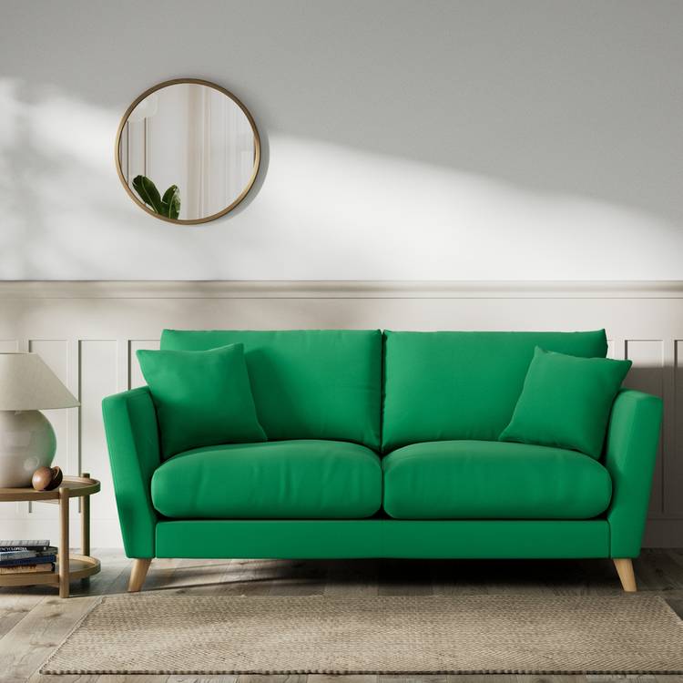 Habitat Lomond Fabric 3 Seater Sofa - Green - Ash Leg 0