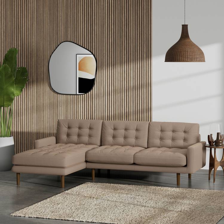 Habitat Fenner Left Hand Corner Sofa - Biscuit - Dark Leg 0