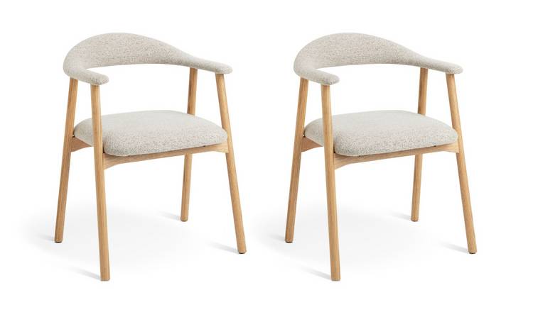 Habitat Lex Pair of Fabric Dining Chairs - Natural