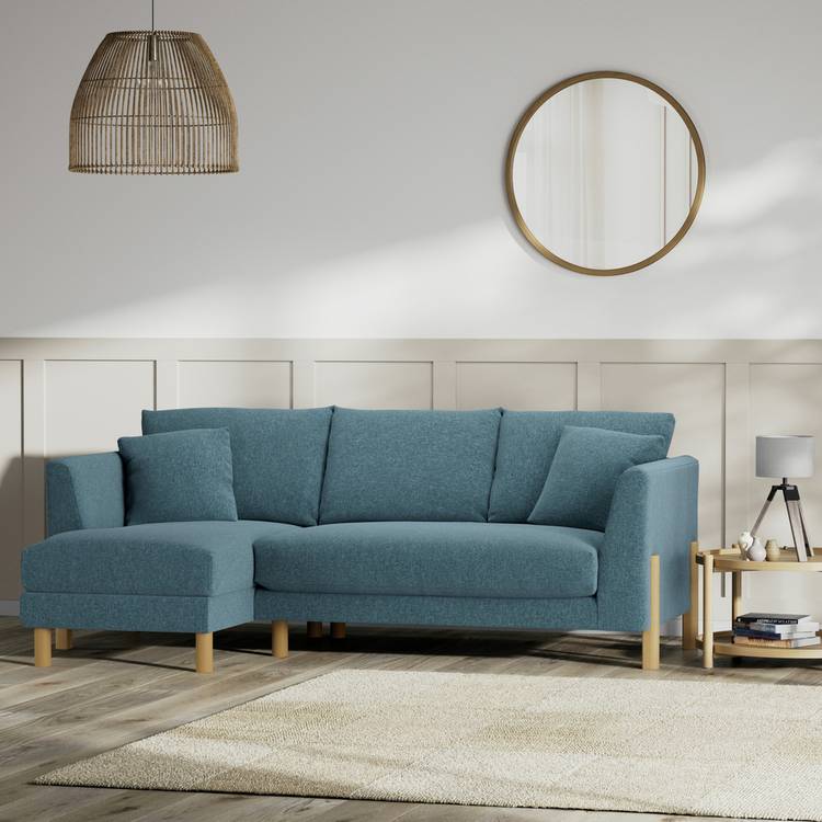 Habitat Aston Left Hand Corner Sofa - Blue - Ash Leg 0