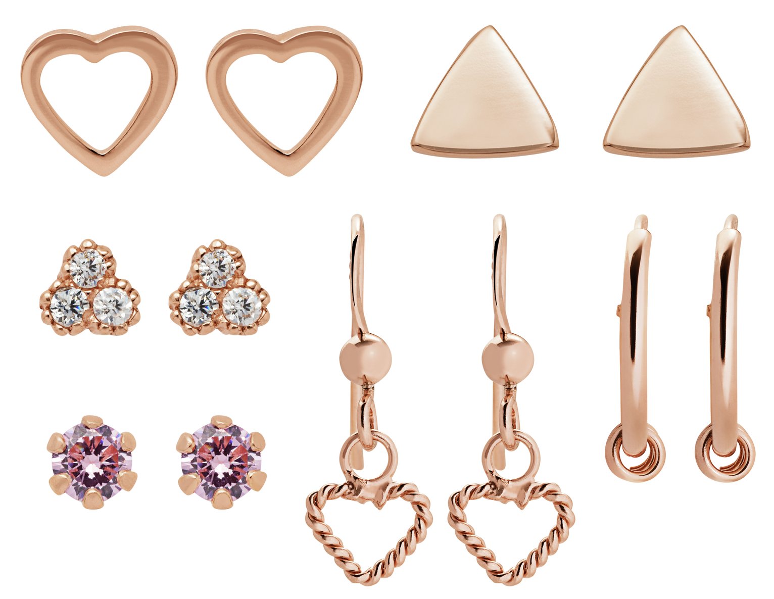 Revere 9ct Rose Gold Plated Mix Set of Earrings Set of 6 Review