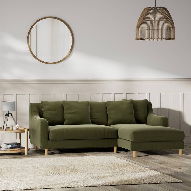 Habitat Swift Right Hand Corner Sofa -Moss - Green - Ash Leg 0