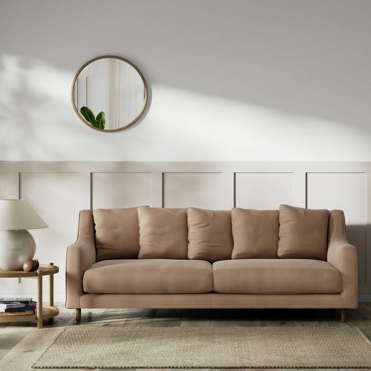 Habitat Swift Velvet 3 Seater Sofa - Latte - Dark Leg 0