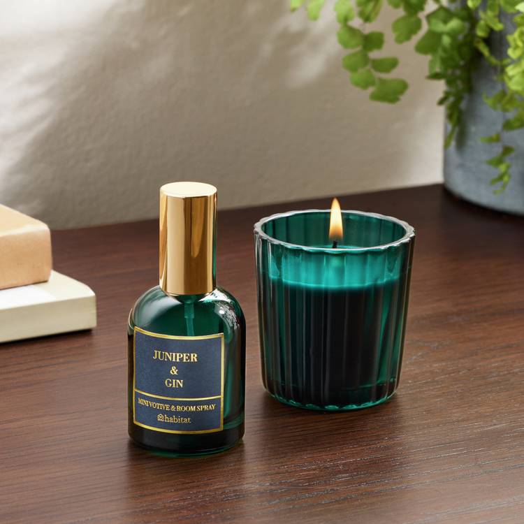 Habitat Votive Candle & Room Spray Set - Juniper & Gin  0