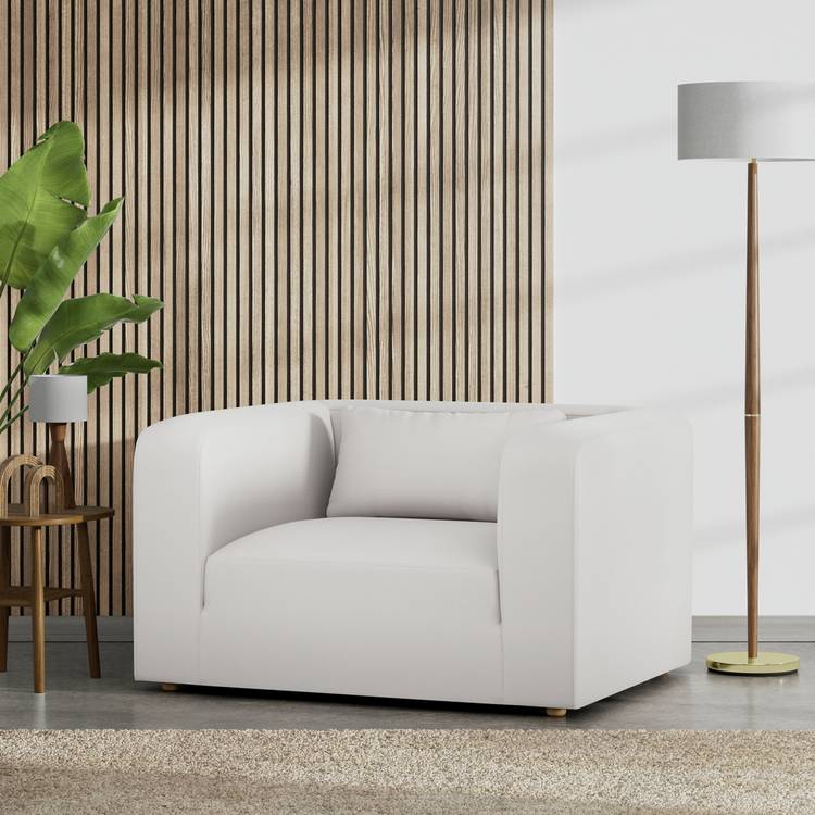 Habitat Lars Fabric Cuddle Chair - Natural 0