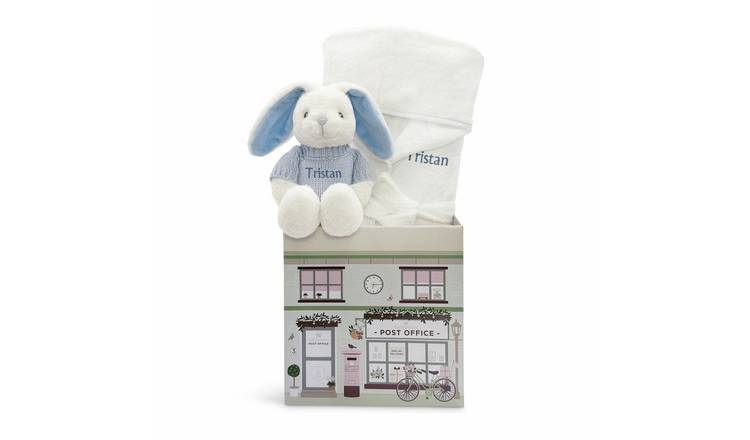 Babyblooms Personalised Little Bunny And Bathrobe Gift Hamper - Blue