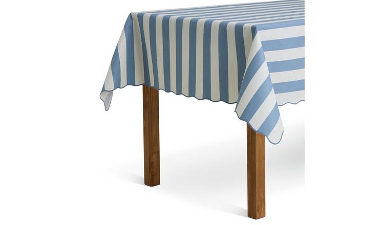 Habitat Wavy Wipe Clean Tablecloth - Blue & White