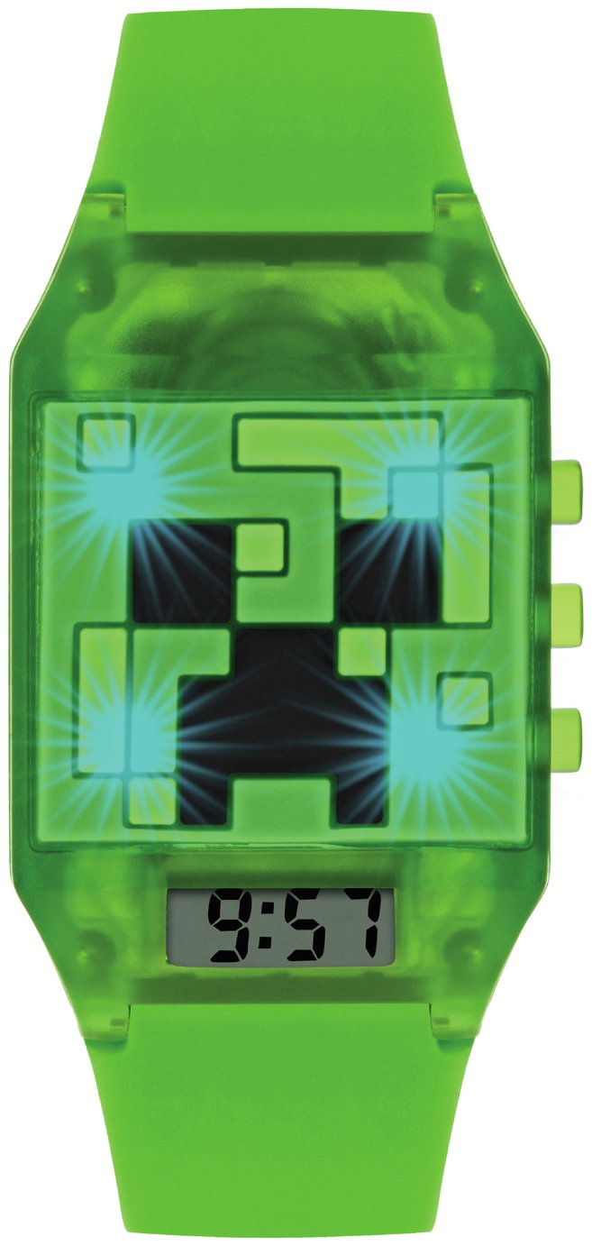Mojang Minecraft Kid's Green Silicone Strap Watch