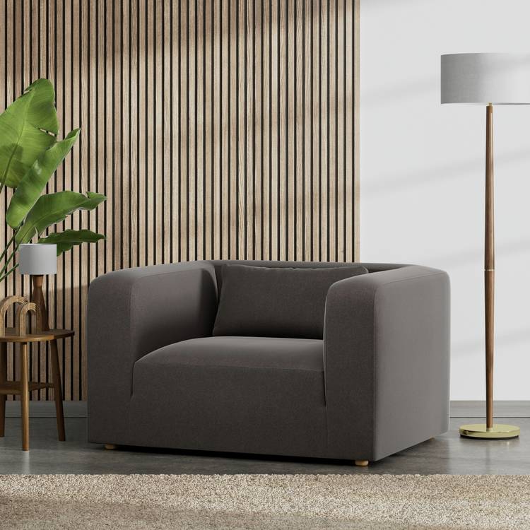 Habitat Lars Velvet Cuddle Chair - Slate Grey 0