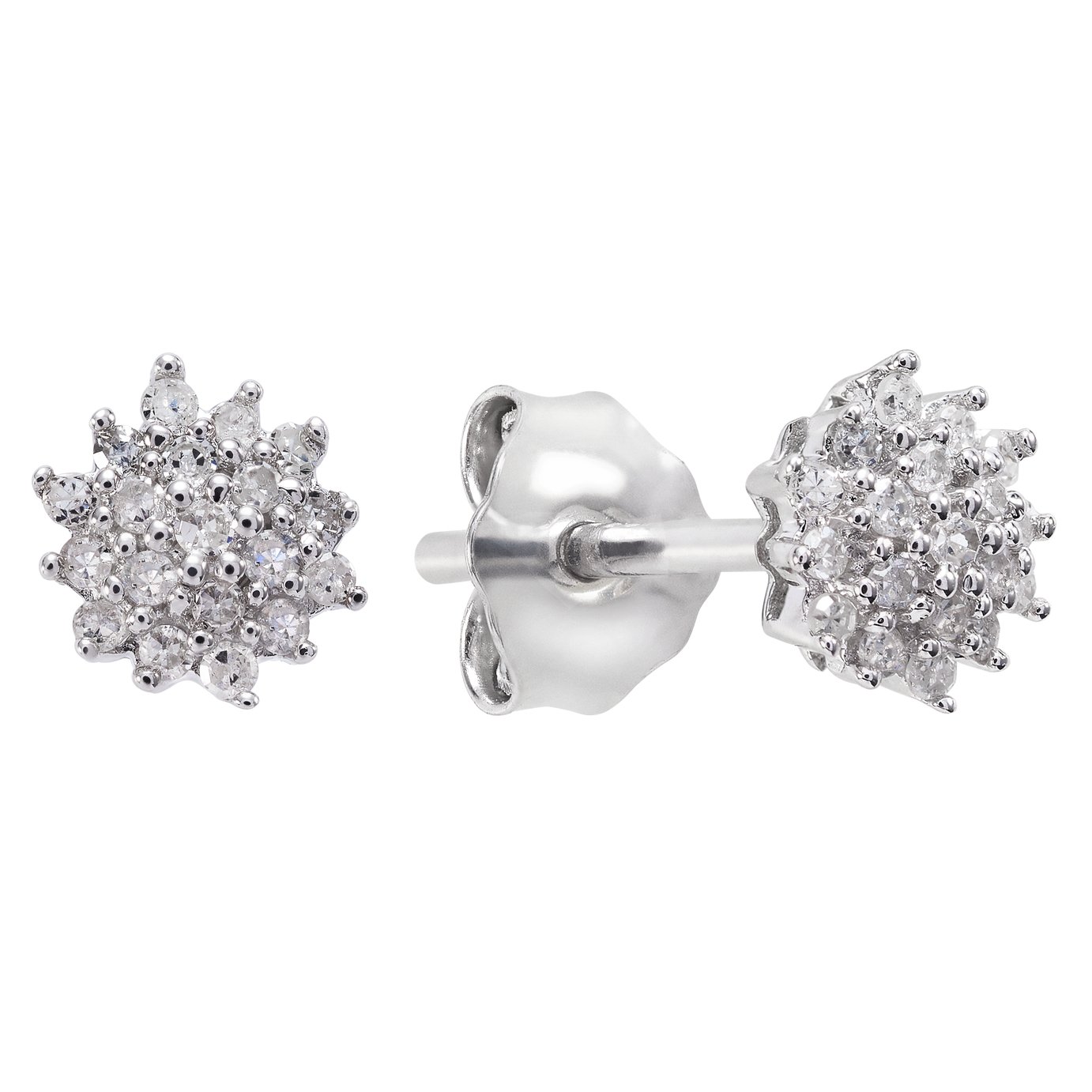 Diamond Cluster Diamond Stud Earrings Argos Buy Revere 9ct White
