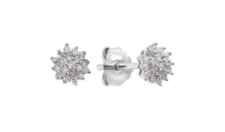 Buy Revere Sterling Silver 0.10ct tw Diamond Cluster Earrings | Womens ...