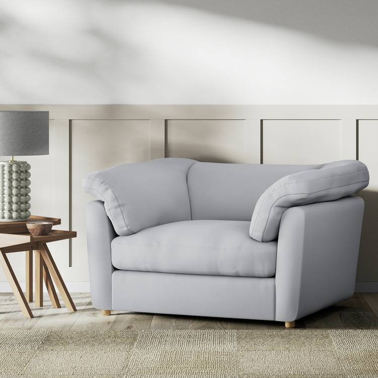 Habitat Wynn Fabric Cuddle Chair - Grey - Ash Leg 0
