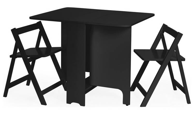 Julian Bowen Gatan Rubber Wood Dining Table & 2 Black Chairs