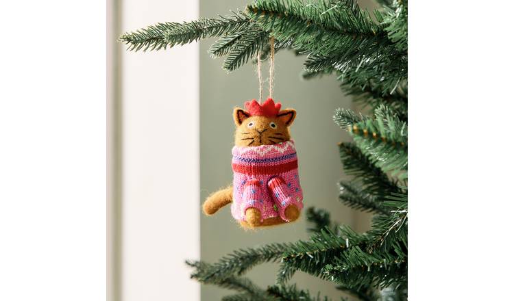Habitat Single Cat in Jumper Hanging Christmas Decoration