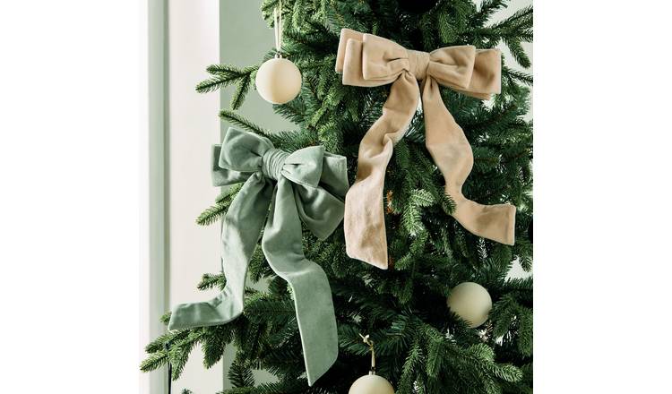 Habitat Assorted Large Velvet Bow - Taupe or Sage Green 