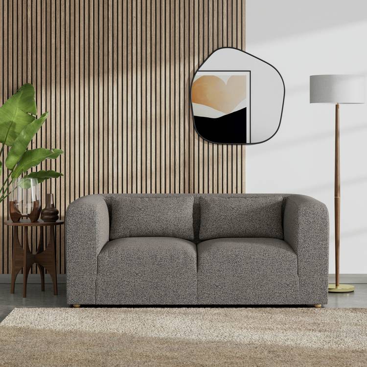 Habitat Lars Fabric 2 Seater Sofa - Charcoal - Ash Leg 0