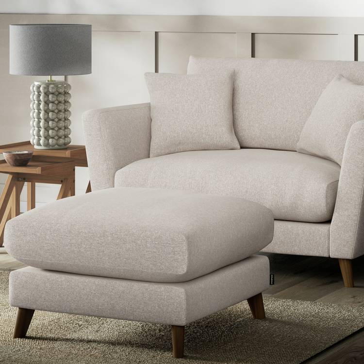 Habitat Lomond Fabric Footstool - Natural - Dark Leg 0