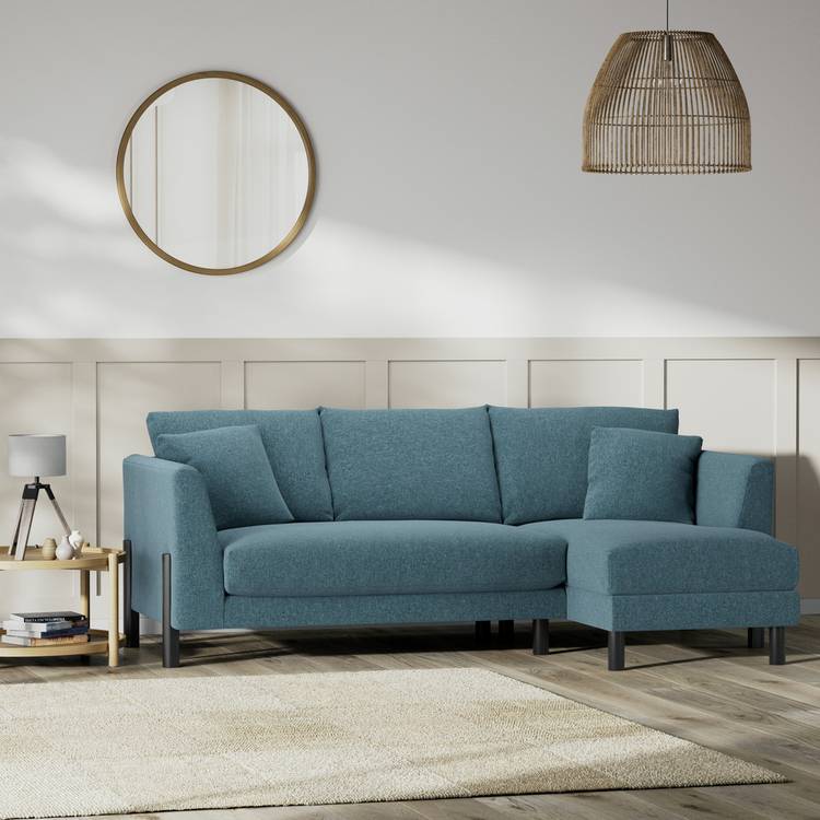 Habitat Aston Right Hand Corner Sofa - Blue - Black Leg 0