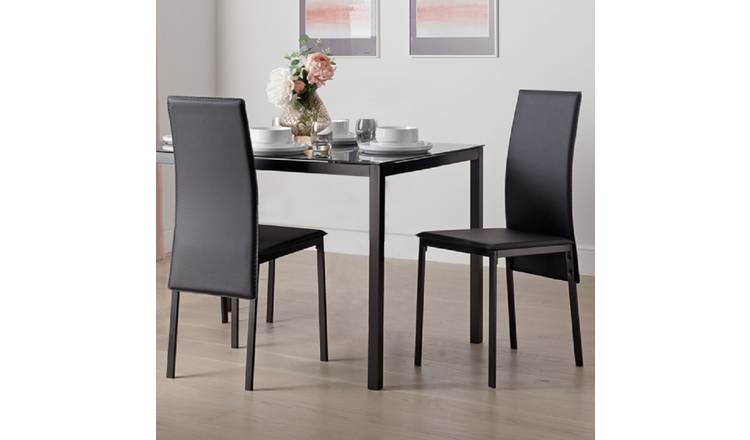 Argos Home Lido Pair of Faux Leather Dining Chair - Black