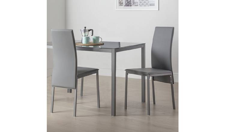 Argos Home Lido Pair of Faux Leather Dining Chair - Grey