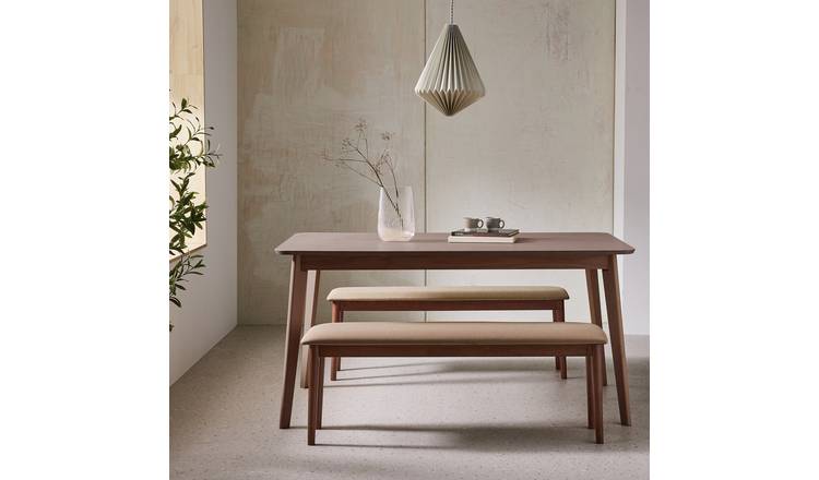 Habitat Skandi Walnut Dining Table & 2 Walnut Benches