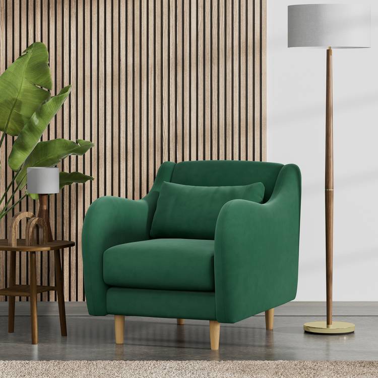 Habitat Turnmill Fabric Armchair - Green - Ash Leg 0