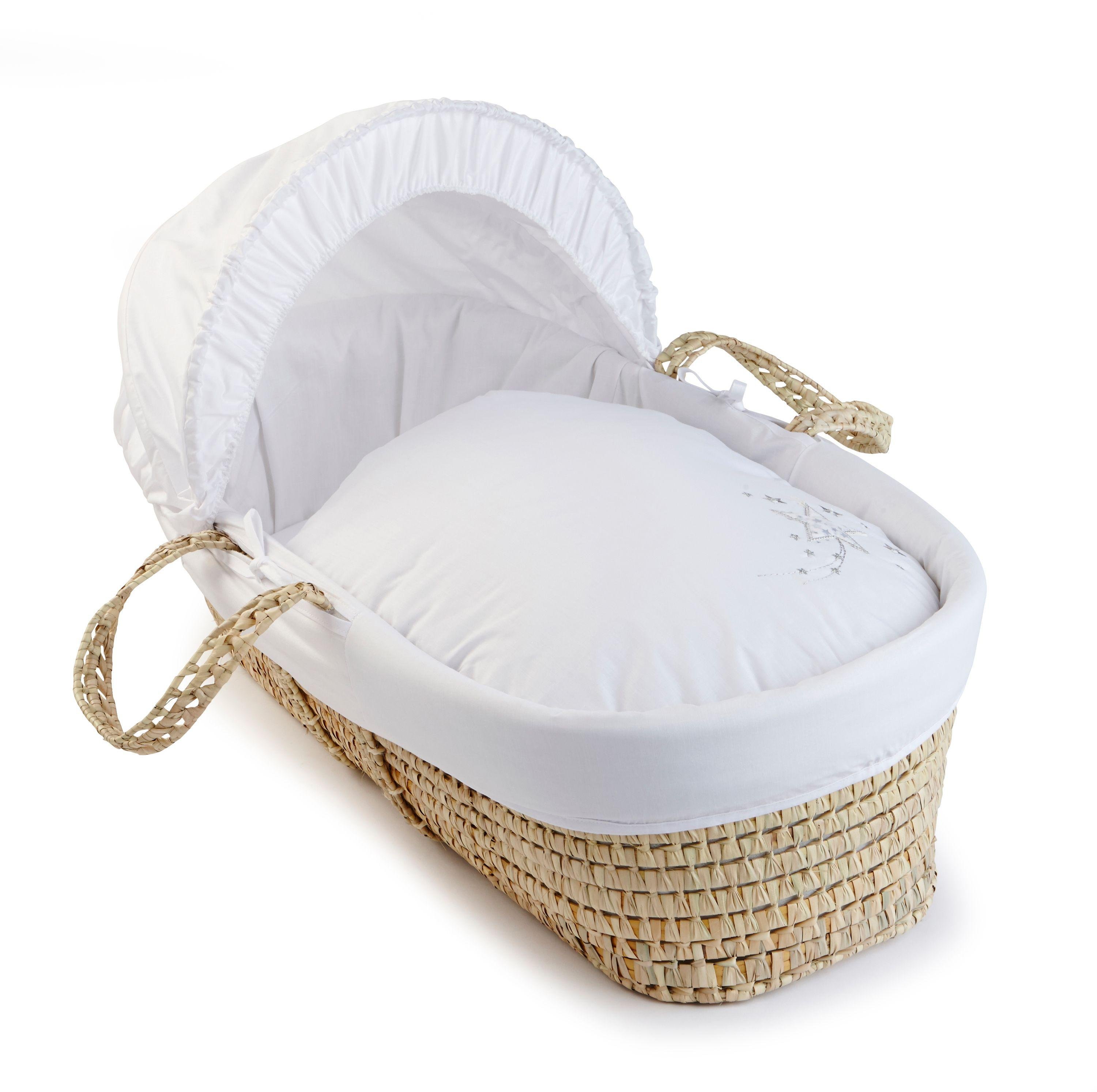 Clair de Lune Starburst Moses Basket and Deluxe Stand.