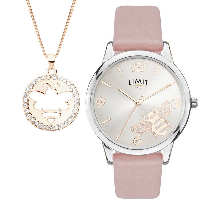 Limit Ladies Faux Leather Gift Set with Bee Pendant Watch 0