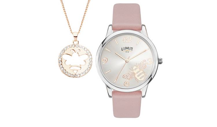 Limit Ladies Faux Leather Gift Set with Bee Pendant Watch
