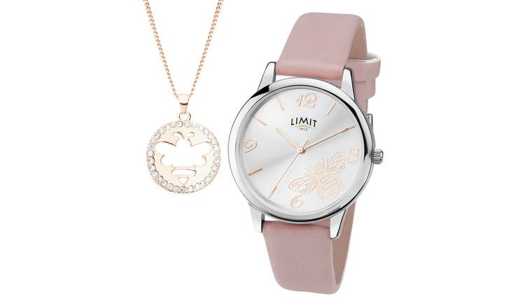 Buy Limit Ladies Faux Leather Gift Set with Bee Pendant Watch