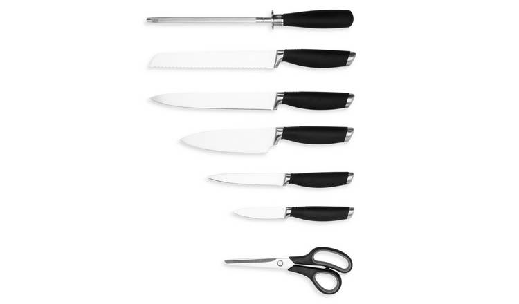 Habitat 7 Piece Soft Grip Knife Set - Black & Silver