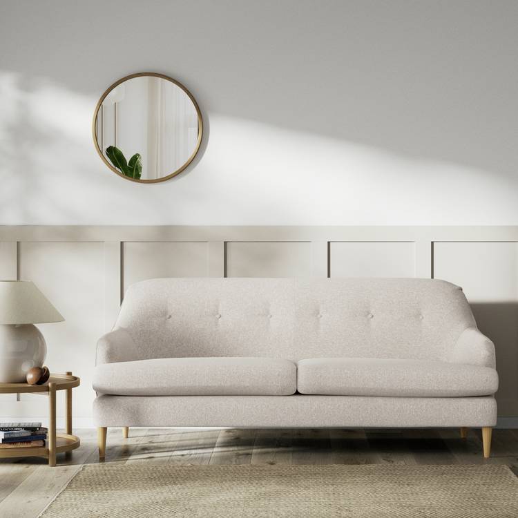 Habitat Frome Fabric 3 Seater Sofa - Natural - Ash Leg 0