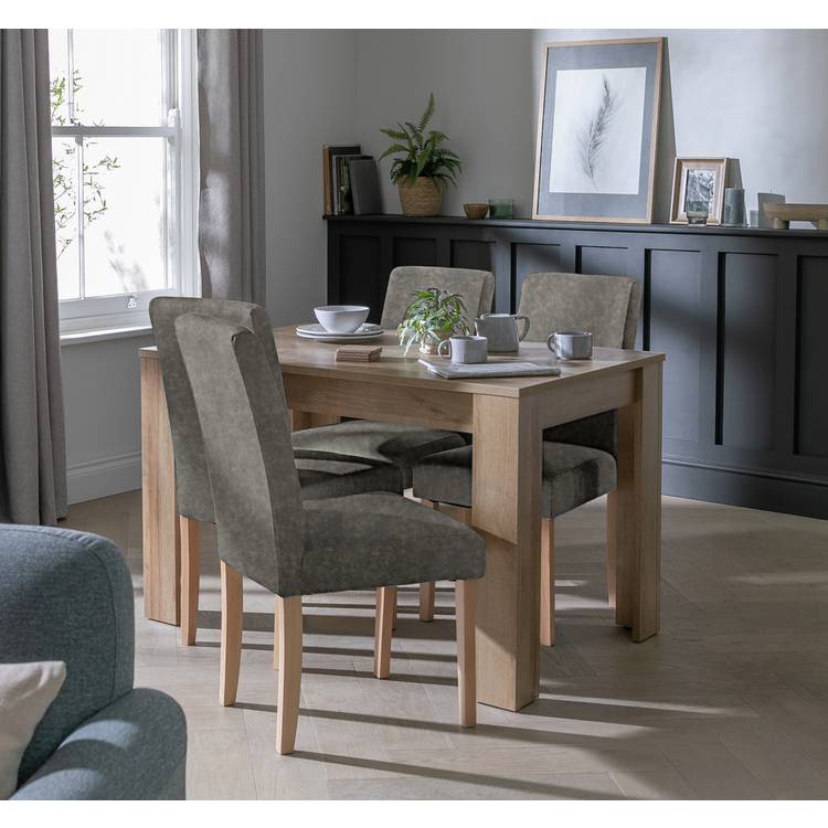 Argos Home Miami Non-Ext Oak Dining Table &4 Charcoal Chairs 0