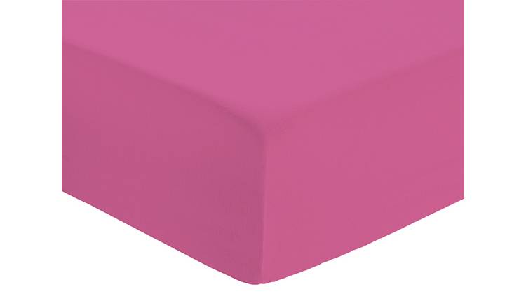 Habitat Polycotton Plain Cerise Fitted Sheet - Single