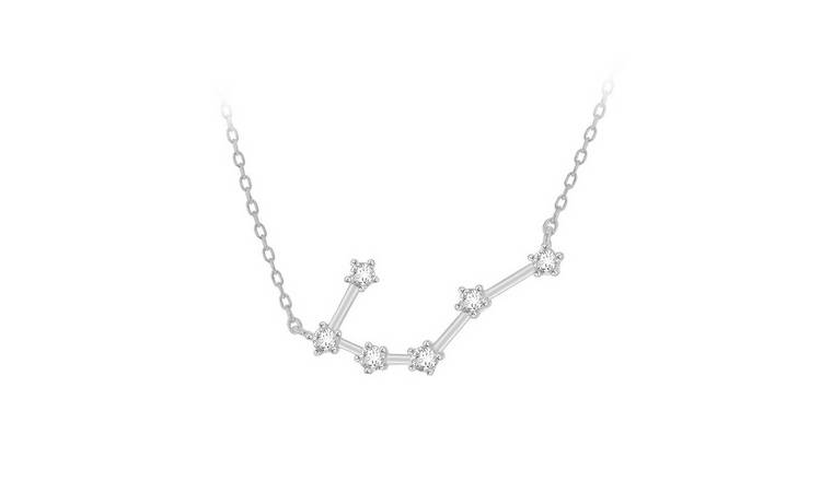Sterling Silver Star Sign Pendant Necklace - Cancer
