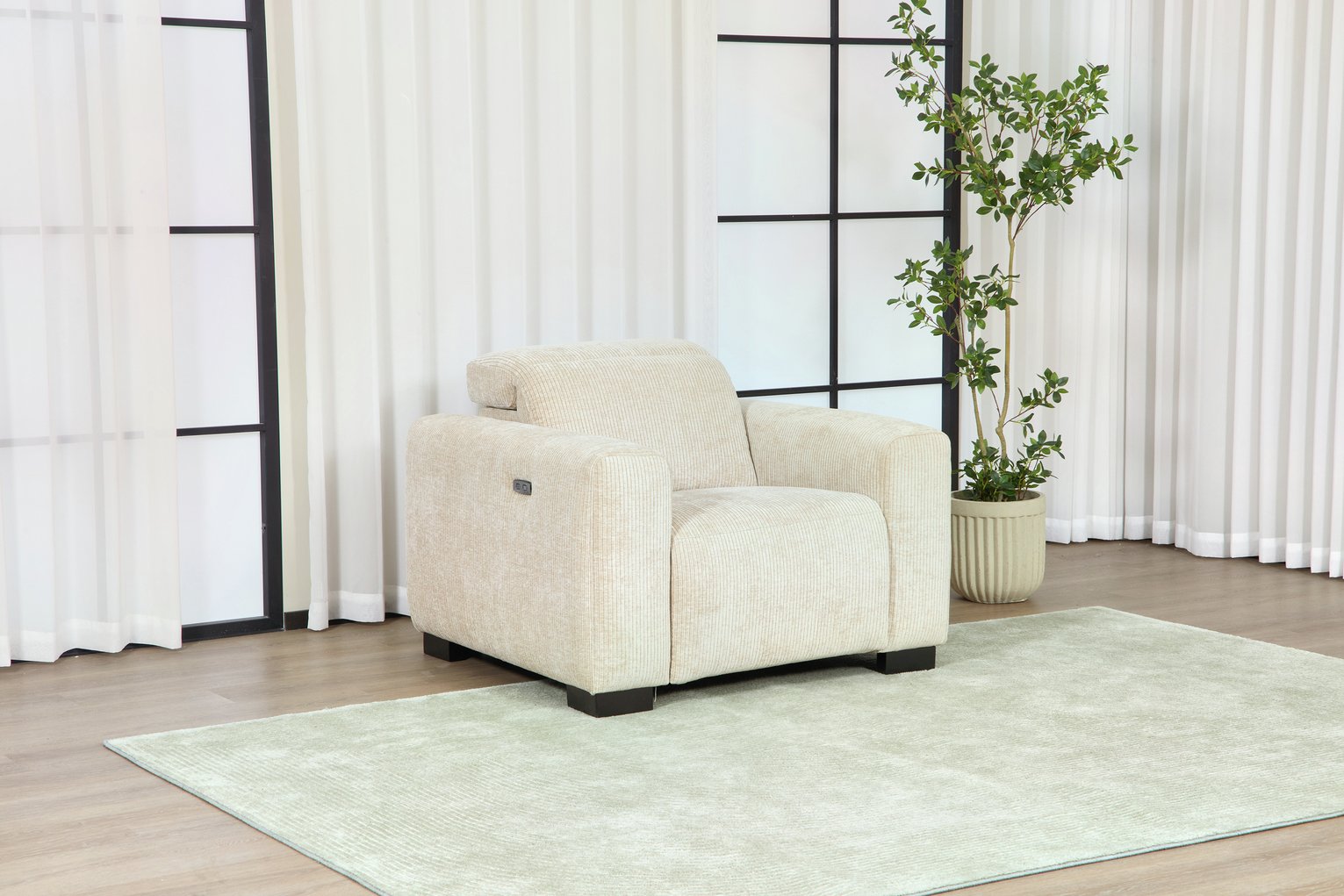 Reggie Fabric Recliner Chair - Beige