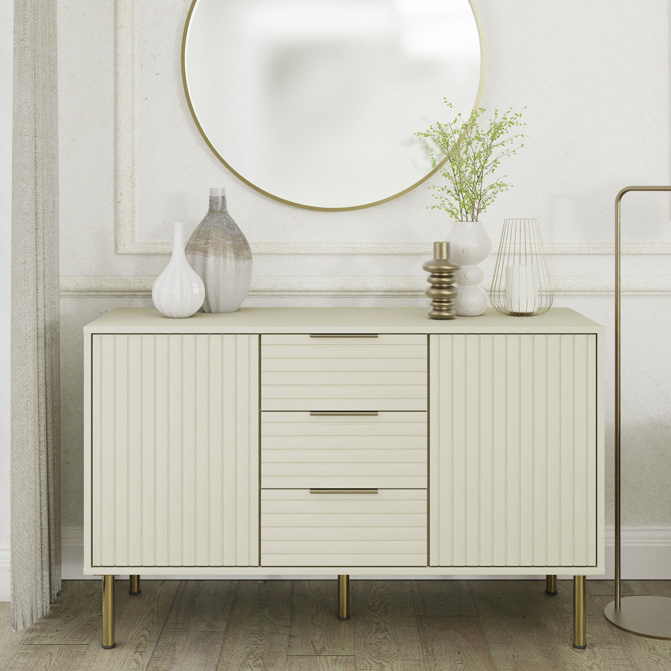 GFW Nervata 2 Door 3 Drawer Sideboard - Natural