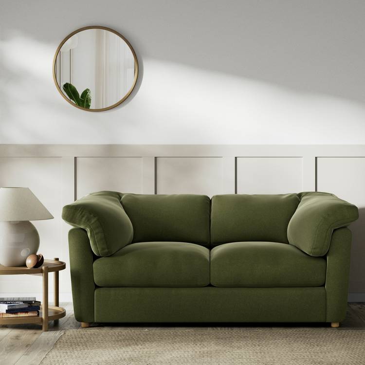 Habitat Wynn Velvet 2 Seater Sofa - Moss Green - Ash Leg 0
