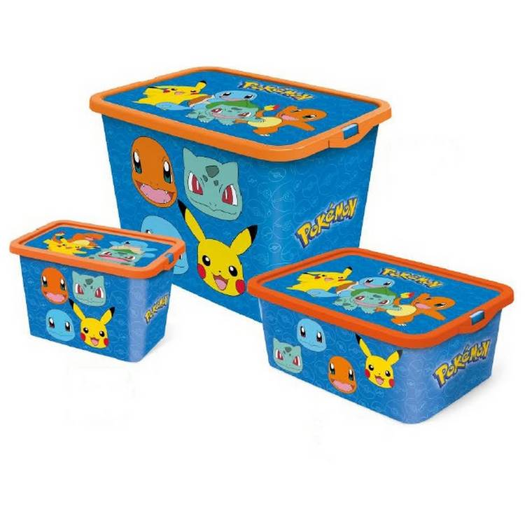 Pokémon Set of 3 Mixed Storage Boxes with Lid - Blue 0