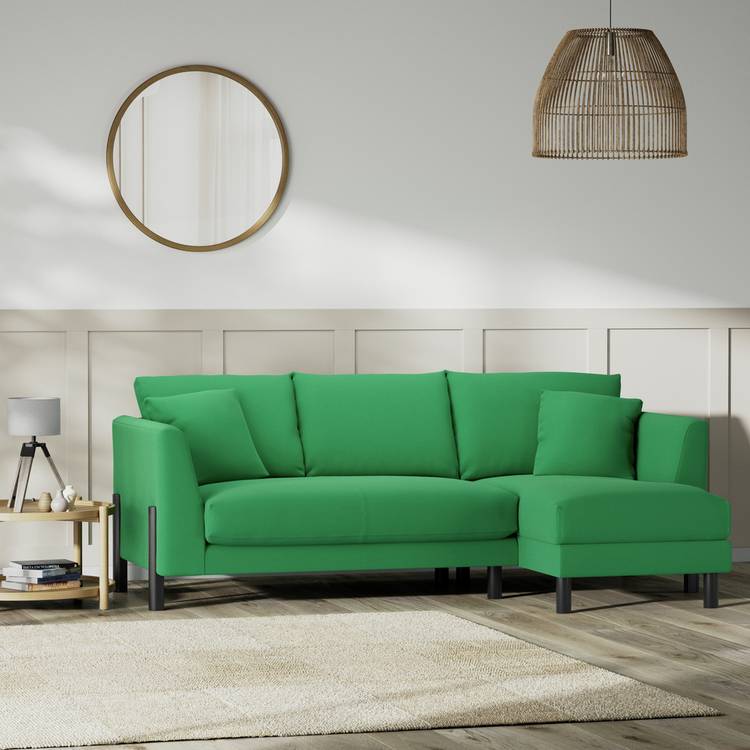 Habitat Aston Right Hand Corner Sofa-Emerald Green-Black Leg 0