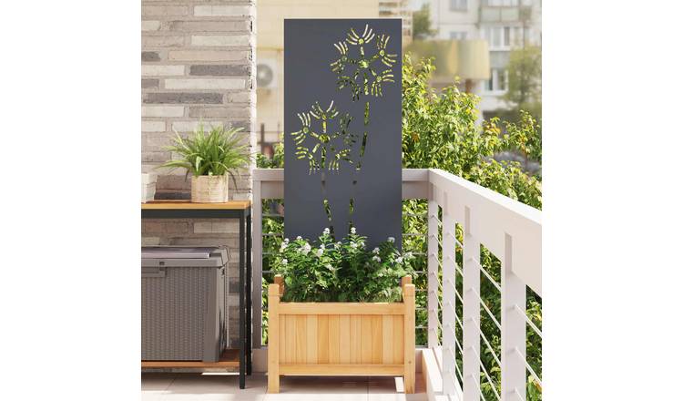 Walplus Palm Design Garden Privacy Screen - Anthracite - 50 x 1.7 x 140 cm