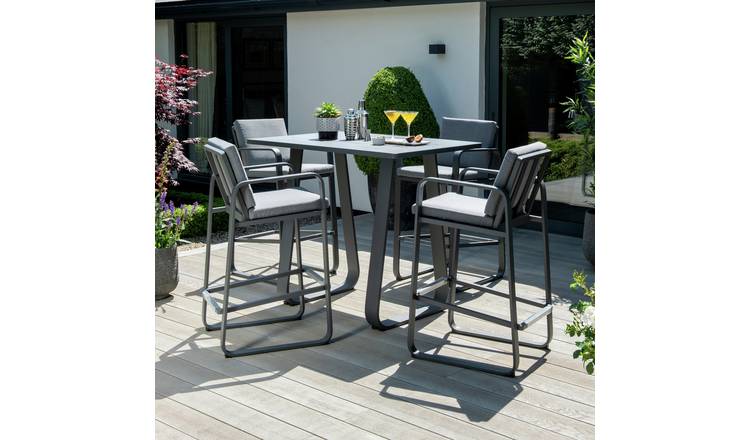 Norfolk Leisure Babingley 4 Seater Metal Garden Bar Set-Grey