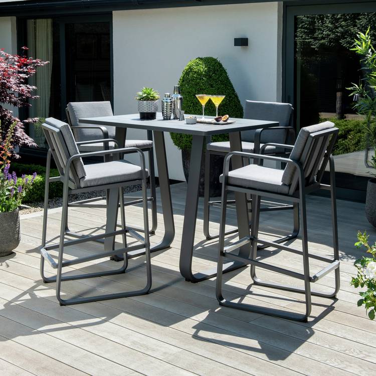 Norfolk Leisure Babingley 4 Seater Metal Garden Bar Set-Grey 0