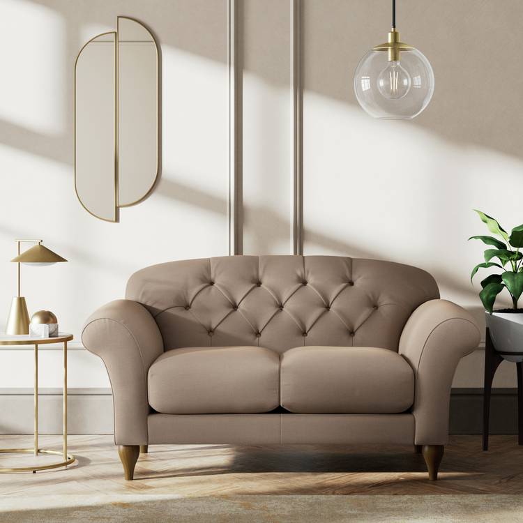 Habitat Brooker Fabric 2 Seater Sofa - Biscuit - Dark Leg 0