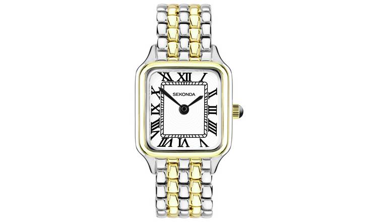 Sekonda Two Tone White Large Rectangular Dial Bracelet Watch